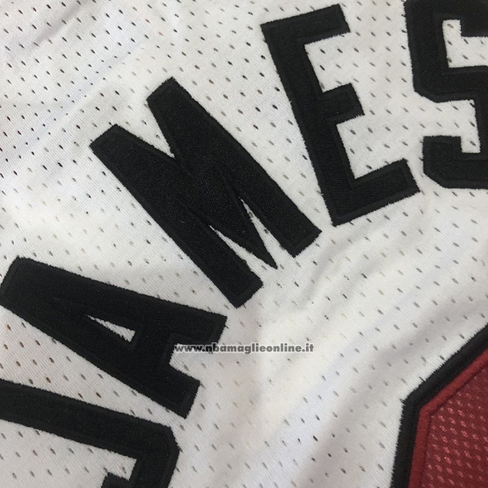 Maglia Miami Heat Lebron James No 6 Mitchell & Ness 2012-13 Bianco